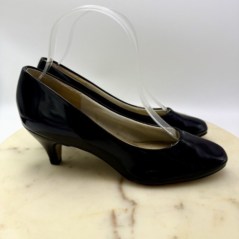 Hush Puppies Pumps 7M Black Patent Dressy Kitten Heel  Made in USA - Picture 5 of 8